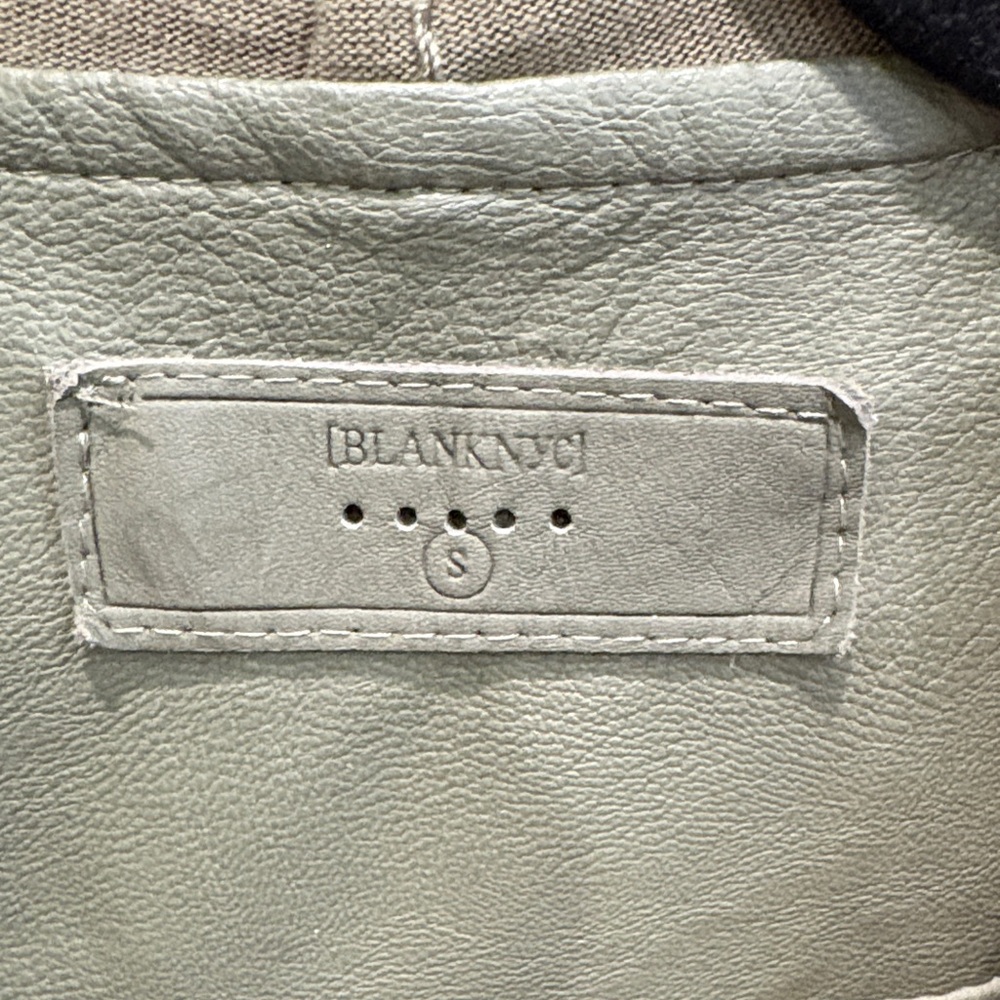Blank NYC Olive Draped Open-Front Jacket with Leather-Trim Sleeves - Picture 2 of 6